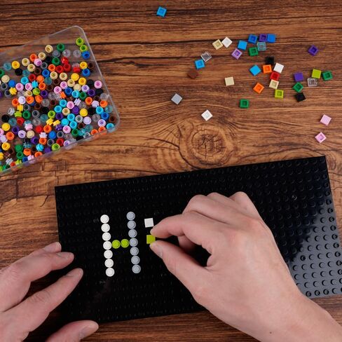 Brick 16x16 Plate 1/3 مع ثقوب ، حزمة إكسسوارات عمود الدبابيس ، Pixel Art Paints Base Classic Build Build Pressions and Pitch Sets - متوافقة مع 65803 (أسود) in Kuwait