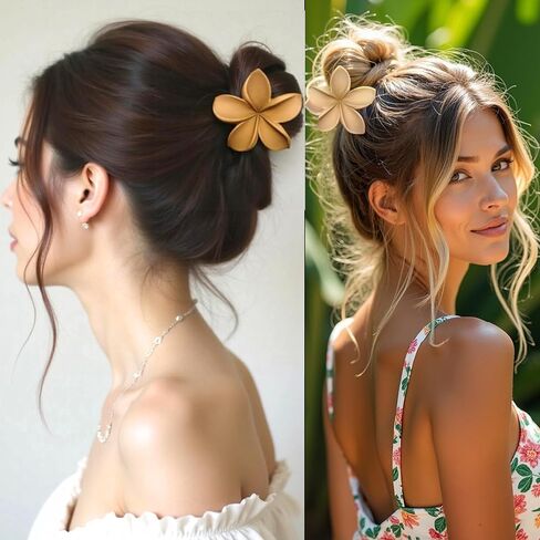 Nonslip Matte Flower Hair Claw Clips - Aesthetic Plumeria Accessories for Women with Thick or Thin Hair in Kuwait