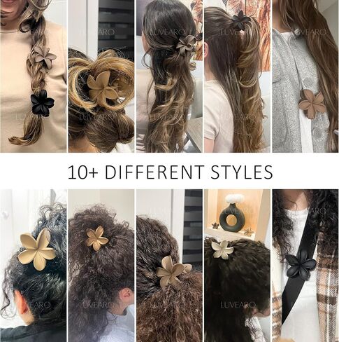Nonslip Matte Flower Hair Claw Clips - Aesthetic Plumeria Accessories for Women with Thick or Thin Hair in Kuwait