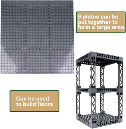 Brick 16x16 Plate 1/3 مع ثقوب ، حزمة إكسسوارات عمود الدبابيس ، Pixel Art Paints Base Classic Build Build Pressions and Pitch Sets - متوافقة مع 65803 (أسود) in Kuwait