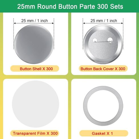 200 Sets 58mm/2.25" Button Maker Supplies, Complete DIY Supplies for Custom Buttons & Badges, Metal Covers, Metal Backs& Clear Film for Button Maker Machine, Pin Maker, Badge Button Press in Kuwait