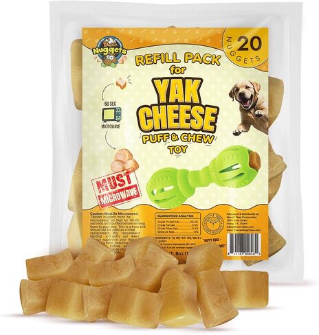 Tibetan Dog Chew Nuggets Refill Pack for Yak Cheese Puff & Chew Toy | 20 All-Natural, Easy-to-Digest Yak Cheese Nuggets | Must Microwave to Puff | Supports Gut Health & Teeth Cleaning in Saudi Arabia