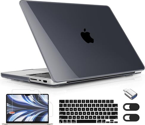 بالنسبة إلى MacBook Pro 16 بوصة Case 2021 2022 2023 2024 الإصدار A3186 A3403 M4 A2991 M3 A2780 M2 A2485 M1 Pro/Max ، علبة الصلابة الصلبة مع واقي الشاشة وغطاء لوحة المفاتيح ، البريق Clear in Kuwait