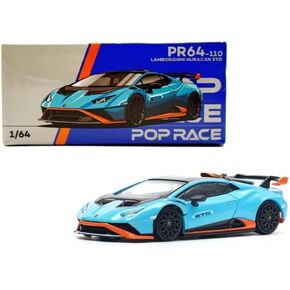 Diecast Collectibles Model Car Compatible with Pop Race 1:64 Lamborghini Huracan STO BLU Laufey Limited Edition PR640110