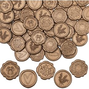 ملصقات ختم الشمع 50pcs دعوة الزفاف ملصقات ختم 5 أنماط ملصق لاصق ذاتي البرونز لالتفاف هدية عيد الميلاد للحفل