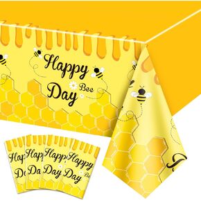 Bee tablecloth ، 4 pcs Happy Bee Day Tableroths Rectangle Honey Blees Table Table Cover Oding
