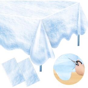 4 PCS Snowflake titlecloth مزيفة ثلج شتاء المائدة المائدة المائدة المائدة البلاستيكية تغطية طاولة ثلج بلاستيكية 54 × 108 بوصة تغطية ثلج مضاد للماء لحفلة عيد ميلاد العطلة الشتوية