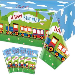 4 PCS Chugga chugga اثنين من مفارش المائدة الطرفين ، تغطية طاولة قطار Train Birthday Fridath