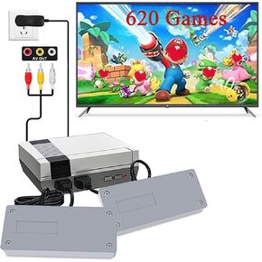 وحدة التحكم في لعبة Retro مع 620 ألعابًا كلاسيكية ، ووحدة تحكم ألعاب فيديو ميني ميني ميني مع وحدات تحكم مزدوجة ، وإخراج AV ، والتوصيل والتشغيل للتلفزيون ، وهدية الحنين إلى الأطفال والكبار ، رمادي ، رمادي
