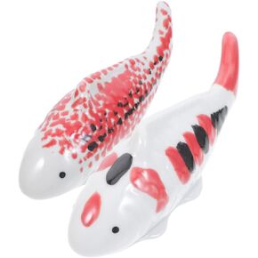 Milisten Ceramic Floating Fish, 2pcs Aquarium Floating Koi Fish Figurines Statue Realistic Fish Tank Decorations Porcelain Fish Tea Pet Pond Zen Garden Accessories