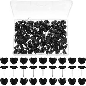 دبابيس دفع القلب ، mabor 100 pcs دبابيس الدفع الزخرفية للوحة الفلين اللطيفة اللطيفة لتلاعب لوحة النشرة بالملصقات صور الجدار الملصقات الملصقات المنزلية ، الأسود