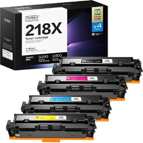 [مع رقاقة] 218x حبر خرطوشة استبدال العائد العالي لـ HP 218 × 218A متوافق مع ألوان LaserJet Pro 3201DW MFP 3301 Series (W2180X W2181X W2182X W2183X-4 Pack)