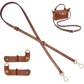 أشرطة حقيبة Tukywan لحقيبة Longchamp Mini ، وحزام محفظة استبدال Crossbody قابل للتعديل (مجموعة حزام ، والذهب البني)