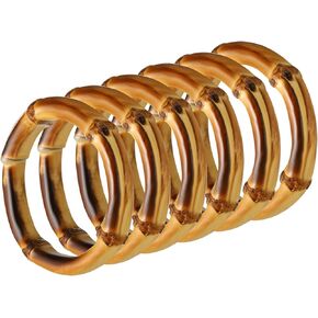 Patikil 3 Inch Bamboo Presles ، 6 PCS Round Round Rings Handmade Rings for Tote Bases Making Decorations ، Brown