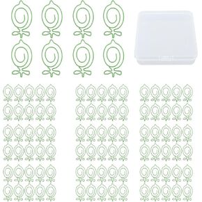 100Pcs Cute Paper Clips, Fruit Shape Metal Funny Paper Clips Bookmarks Planner Clips for Students Kids Teachers Office Home Organizing(Green Lemon)