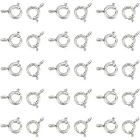 Clasps unicraftale 30pcs رينج حلقة المشابك 6 مم من الفولاذ المقاوم للصدأ المشابك مستديرة المشابك لقلق السوار القلفة المشابك الخاتم الموصل السطح الأمل