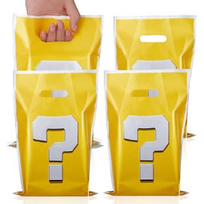 Opasoy 40PCS Question Mark Candy Gift Bags for Video Game Birthday Party Decorations, Party Favor Bags for Boys Super Theme (A-Yellow)