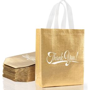 30 Pcs Thank You Gift Bags with Handles Bulk Reusable Thank You Return Gift Bags Nonwoven Foldable Bag for Business, Shopping, Wedding, Baby Shower, Graduations, Party Favors