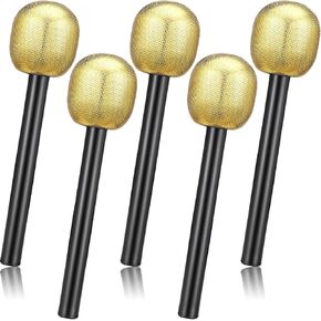 Facmogu 5 Packs Plitter Microphone Props ، Pling Pay Plant Plact Decorative Prop for Halloween ، Christmas ، Cosplay ، Play Play Mic Prop for Karaoke Disco Music Party Favors - Silver