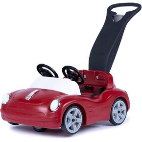step2 دفع جنبًا إلى جنب حول Roadster ، سيارة دفع الأطفال ، ركوب مقعدين على السيارة ، أحزمة المقاعد والقرن ، للأطفال الصغار من 1.5 إلى 4 سنوات ، باللون الأحمر