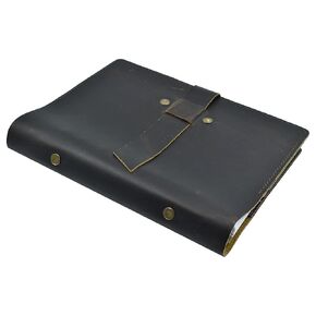 مخزن Indya Premium Genure Leather Journal Notebook - A6 Ring Ring Binder Binder ، منظم السفر المصنوع يدويًا ومخططًا شخصيًا للرجال والنساء ، 8 × 6 بوصة مع المفترات المبطنة