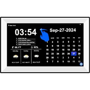 كبير 15.6 بوصة 2025 رأس السنة الجديدة WiFi الرقمية ، 64 مجموعة من المذكرات/المنبه/شاشة اللمس/محطة الطقس/تقويم الأسرة