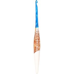 Divit Shilp Elrgonomic Handle Crochet Hooks | يدويًا من 7 '' راتنج الكروشيه هوك إبرة الحياكة ، نسج الغزل الحرفية | أفضل هدية! (الأزرق ، الذهبي والأبيض) (5 مم)