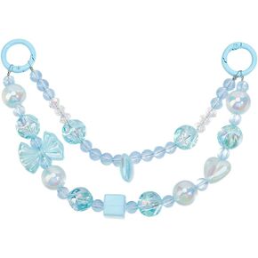 Beebeecraft 2pcs سلسلة الأكياس المزينة بأقواس بلاستيكية زرقاء زرقاء القوس قلب القلاع حول سلاسل سحر حزام حزام مع مشابك سبيكة لحرف اليدين DIY أكياس أكياس الهاتف الخلوي حبل الحبل الملحقات