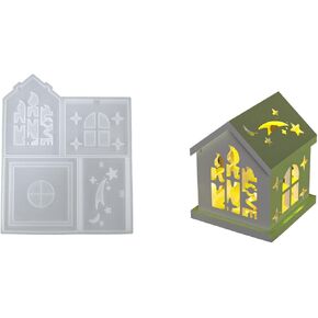 Love and Peace Dove Candle Holder House Silicone Mold, Epoxy Resin & Gypsum Molds for Mini Candle Night Lights and Candle House Decor Ornaments, Ideal for DIY Wax Aromatherapy Crafts (Love & Stars)