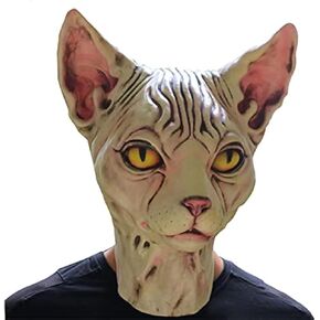 Eraspooky Sphynx Cat Mask Costumeen Assume Latex Animal Mask Creepy Carnival Party Mask