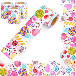 3Rolls 99ft Candyland Bulletin Board Borders Lollipop Sweet Candy Scalloped Trim Bulletins Borders Back to School Chalkboard Decor Teacher Use For Champroom School Decoration