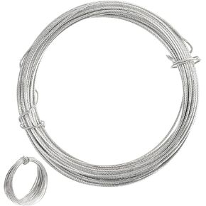 32.5 Feet Picture Hanging Wire, Gold Wire Braces Wire Gold Floral Picture Frame Wire, Picture Wire Hanging Kit For Photo Frame Picture, Holiday Decor, Crafts, Mirror Supports Up To 35lbs(Silver)