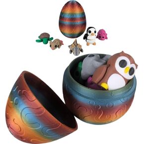 3DCENTRAL.CA 10 Pack Mystery Mini Animal Figurines – Stress Relief Desk Toys for Anxiety, ADHD, Autism – Articulating Collectibles in a Large Mystery Egg – 3D Printed in Canada