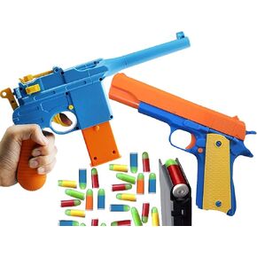 حزمة: كولت 1911 و Mauser C96 لعبة بنادق مع مجلات قابلة للإزالة وقابلة للتحميل والرصاص الناعمة (30 رصاصة في هذه الحزمة)