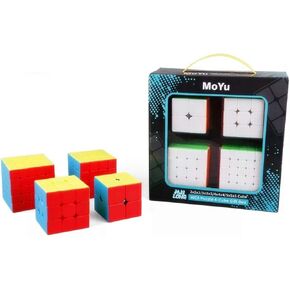 مجموعة speedcubing corperspeed مع 2x2 ، 3x3 ، 4x4 و 5x5 Magic Cube - لاصق ، مكعب مشرق من قبل Mofang Jiaoshi Meilong
