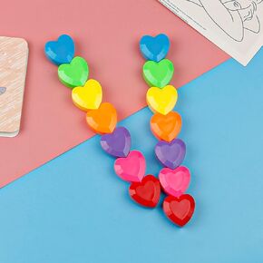 2pcs Heart Shape Stacking Highlighter 6 Pastel Colors in 1 Buildable Chisel Tip Cute Marker Pen for Drawing Painting Writing,Highlighter Fluorescent Pen for Kids School Office Supplies