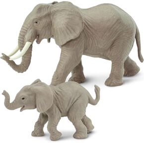 Safari Ltd. African Elephant Family Bundle - Realistic Adult and Baby Elephant Figures - Educational Toy Set for Boys, Girls, and Kids Ages 3+