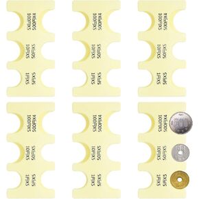 PATIKIL 6PCS حامل العملة اليابانية ، محمولة JPY COIN منظم موزع العملة القلبية التخزين 6 فتحات ، كبيرة للمنزل ، المكتب ، مجموعة ، أصفر