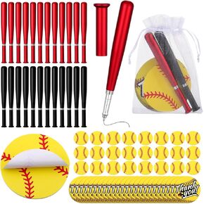96 PCS Coftball Party Favors تشمل 24 أقلامًا من نقاط الالنة و 24 قرصًا ملاحظات لزجة 24 بطاقة تهنئة و 24 حقيبة لمستلزمات زخرفة الحفلات الرياضية هدايا الفريق