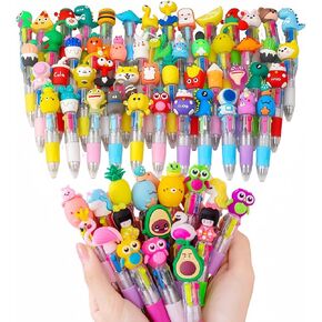 20PCS MINI Multicolor PEN في واحد ، 4 في 1 أقلامًا ممتعة ، أقلامًا ، أقلامًا من أعياد الميلاد والأطراف ، هدايا كبيرة متعة الحبر Kawaii القلم (عشوائي على غرار الرسوم المتحركة)