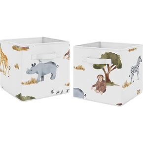 Sweet Jojo Designs Grey and White Watercolor Elephant Safari Organizer Storage Bins for Collection - Set of 2 in Kuwait