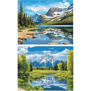 Arnlrdya Paint by Number National Park للبالغين ، طلاء الغابات الجبلي بواسطة أرقام أرقام ، طلاء البحيرة DIY Acrylic Painting for Gift Home Wall Decor