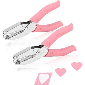 Rongon Paper Hole Puncher Star and Heart Shaped Mini Hole Punch Pliers 1/4 Inch Cute Single Hole Punch Tool with Soft-Handled DIY for Tags Clothing Ticket