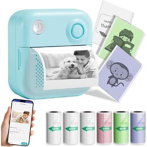 PODS Printer Printer Print ، طابعة صغيرة محمولة مع 7 لفات ورق الطباعة الحرارية ، صانع الملصقات غير المصممة Bluetooth لـ DIY ، الحرف اليدوية ، المجلة ، الدراسة ، العمل ، الهاتف التوافق والكمبيوتر اللوحي (الوردي)