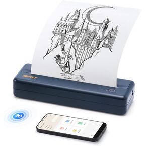 IDPRT MT890 Portable Wireless Printer - مع ورق A4 الحراري ، وطابعة Bluetooth inkless للسفر/المنزل ، ودعم خطاب الولايات المتحدة وحجم A4 & A5 ، وطابعات الهاتف المحمول المتوافقة مع iOS ، و Android & المحمول - الأزرق