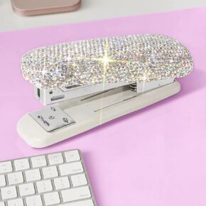 دباسة TISHAA Bling Crystal المبهرة بحجر الراين بالحجم الكامل للعمل والمكتب (أبيض)