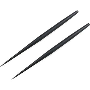 HJGARDEN 2PCS أدوات طي أسود DIY ناعم الفولاذ الصلب غير القابل للصدأ مدبب الرأس مستديرة عصا الرأس الطين الإبر طين النحت أدوات السيراميك لمستلزمات الطين الإبر الملمس