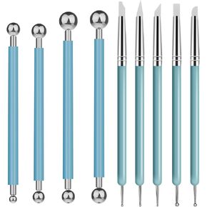 9 قطع أدوات النقش ، أداة نحت الطين السيليكون ، أدوات الطلاء Clay Clay Clay Stylus dot ، أداة تقشير الفخار لنمذجة رسم الأظافر الصخرية