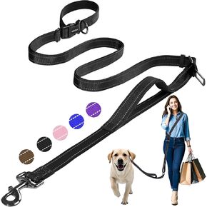 Hands-Free Dog Leash with Adjustable Length 6-9FT + Dual Padded Handles Reflective Safety for Night Walks | Suitable for Medium to Large Dogs & Puppies Purple-L