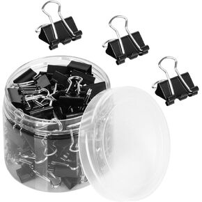 100 حزمة Mini Black Binder Clips - 15mm (5/8 ") المشابك الورقية الحجم الدقيقة للمكتب والمدرسة والمنزل - مقاطع الورق الصغيرة السائبة للوثائق والأعمال والتنظيم